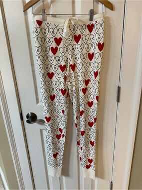 Hanna Andersson Heart Long John Pajama Pants PJ Organic Cotton Soft Medium